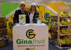 Hugo Castro next to his sister Gina Castro, both representing Ecuadorian company GinaFruit. This company has more than 100 years experience in the banana market.