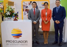 Comercial Consul Ronnié Almeida, General Consul Mariella Molina and Comercial Consul Paúl Peña Herrera representing Pro Ecuador during the exhibition.
