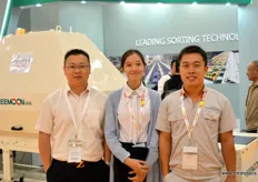 Reemoon is one of China's leading post­harvest equipment providers. In the photo are Hill Zhou, Overseas Sales Representative, Xiao Lili, General Manager Office Supervisor and Sam Zhao.