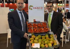Vanco Belgium NV, Peter van Veen does sales for Spain and Wim Browaeys for France. Vanco primarily does Belgium product, including strawberries, vine tomatoes, pears and leek.