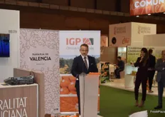 Presentation of the new brand Naranja de Valencia, with the president of the project Naranja de Valencia, Abel Alarcón.