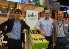Peter Denys, Jeroen Buyck and Piet Verbrughe of Calsa. Calsa has been exporting to Spain for 25 years already. They mostly sell to supermarkets, wholesalers and processing companies. Their assortment is a wide range of Belgian fruit and vegetables, such as leek, pears and tomatoes under their own label and under the Flandria label.