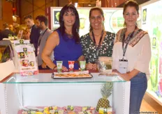 Pilar Esteve, Margarita Pereira and Maria Cacedo, of Stadium Innovation, showcasing the company's herbs and compotes.