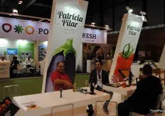 Patricio Lloret Marin, of Patricia Pilar, Portugal, having a chat at the stand.