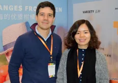 Erik Zuloaga and Lucy Liang of Tradelements, an import of Spanish citrus into Shanghai