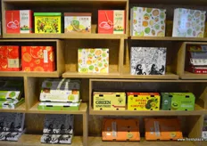 Display of different gift boxes and packaging currently in use.