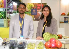Director Tushar Kharkar with Priyanka of Shanteya Exports (India); dehydrated foods, spices and dry fruits are also available for export.