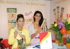 Promoting frozen pineapples from Planet Eagles (Dubai), Sonia and Leny