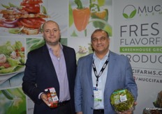 Steve Zaccardi and Danny Elias with Mucci Farms, showing Smuccies and naked leaf lettuce.