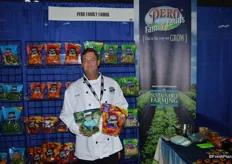 Scott Seddon with Pero Family Farms, showing pickles and organic mini sweet peppers. The mini sweet peppers now also come in 16 and 24 oz. packages whereas before they were available in 8 oz. only.