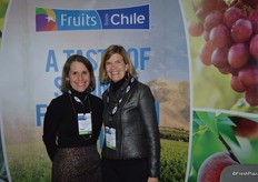 Allison Myers and Karen Brux with Fruits from Chile.