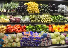 Selection of refrigerated vegetable items.