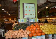The sign above the squash display educates the customer on the different squash varieties available.