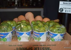 Cups with Brussels sprouts, also called Brussel cups. Offered at $3.99 each.
