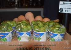 Cups with Brussels sprouts, also called Brussel cups. Offered at $3.99 each.