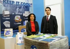 "International Sales Manager Guliz Yildiran with Irfan Esgun of Ozerden Plastik San (Turkey); established in 1958 and attended the fair to promote their "Coolpack" products."