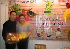 Nattapon Suewatanakul with wife Apple at Siam Fresh (Thailand) stand; mangoesteen and mango inquiries were non-stop at their stand.