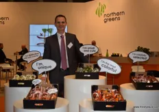 Soren Terndrup Hansen from Northern Greens, showing the new vegetables added to their snack vegetable line, including a sweeter celery.