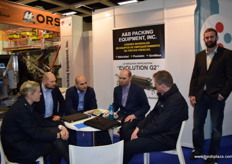 From second to the left, Maciej Milewski, Piotr Milewski from Milbor and Josh Grey, John Dumbell- Packing Automation Ltd. and Dominic D’Amore from A&B Packing Equipment.