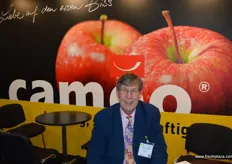 Adrian Barlow at the Cameo stand. The apple was developed for its great taste and long storage properties.