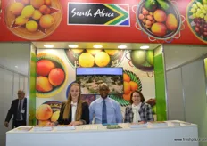 Gina Wallbach helping out on the South African stand with Yongaaela Mboxo from the DTI and Marlette Kellerman from FPEF.