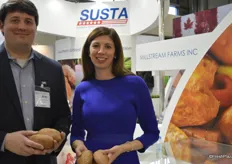 Joel Starling and Annette Starling showing sweet potatoes from North Carolina.