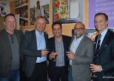 An international group: Gunnlauger Reynisson and Mani Asgeirsson with Hollt & Gott from Reykjavik. Steve Tsakoumakis with Kapiris Brothers from Australia, Syed Zafar with Zafar Produce from the US and Jim Lemke with Oppy from the US.