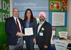 Proudly showing the BreatheWay technology are Steven Bitler, Teresa Scattini and Shehbez Singh with Apio, Inc.