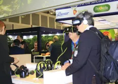 Virtual Reality by Zespri. People could watch a 360 degree film, which followed the kiwi fruit from start to finish, from orchard to shop. Wonderful to experience! This film will soon be shared with consumers to give an experience of the fruit.