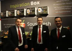 Roy Peeters, Paul van Groningen and Remco de Boer, of Sous Fresh. Every month, on a subscription basis, they send chefs the Inspiration Box, full of surprising fruit and vegetable products