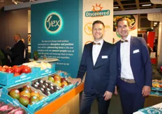 Martijn de Graaf and Jeffrey Wupkes, of Yex. With a claw machine, you could give a shot at winning a stuffed Yexi-bird.