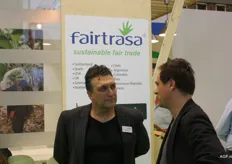 Jose Cubero Parejo, of Fairtrasa, in the middle of a chat