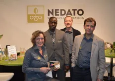 Vicky Leemans, Mohammed Semega, Ron David and Hero Gramsma from Nedato. Colourful potatoes is an assortment of potatoes with coloured flesh: purple, red and yellow.