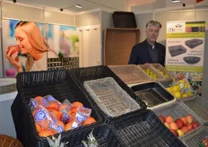 Rene Eekels of Baskin from Waalwijk. The company uses synthetics and natural materials to create baskets for the presentation of fresh produce by retailers and supermarkets.