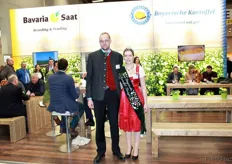 At the shared booth with Bavaria Saat GmbH is Johann Graf, Managing Director of Bayerische Kartoffel GmbH and the Potato Queen 2016/2017, Johanna Daferna.