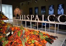 Stand of the Valencian company Hispalco, decorated with all sorts of fruits and vegetables.
