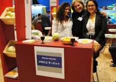 Paola Caballero (Capach), Loli Sánchez (CitruWorld Spain) and Myra, who was helping at the stand of Mexico Market.