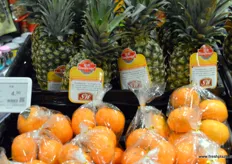 Goodfarmer’s imported pineapple brand on display at one of Yong Hui’s supermarket outlets.