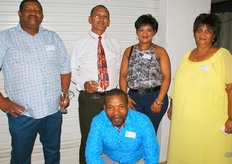 Dirk Dirks (Cedar Citrus director), Jannie Meyer (Cederberg Municipality councillor), Laurika Brink (ALG), Tiekie September (Cedar Citrus director) and in front Willem Steenkamp (ALG).