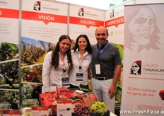 Laura Mariscal, Anne Loisy and Alberto Lopez of Grupo Tarahumara, an Mexican exhibitor promoting several products under which their grapes.