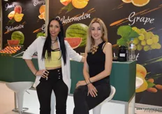 Maria and Lena for Soursos; products include watermelon, mandarin, stonefruit, orange and grapes.