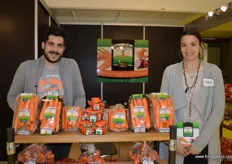Sales Manager Lamprou Konstantinos and Katerina for Kapota Carrots; clients are Greek supermarkets and central markets.