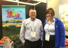 Steve Kuebler and Kaci Komstadius (right) of Yakima, Wa.-based Sage Fruit Co.