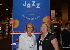 Karin Gardner with Oppy and Sandi Boyden with T&G Global promoting the refresh of the Jazz Apple