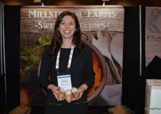 Annette Starling with Millstream Farms shows microwaveable sweet potatoes