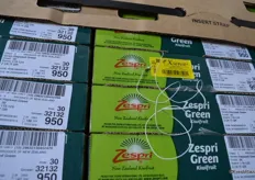 Zespri greens in the cold storage with Xsense tag to monitor the temperature.