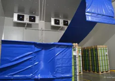 This is the pre-cooling rooms which reduces the fruit temperature much faster that the normal coldstores. The core temperature is reduced within 8-12 hours.