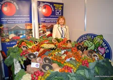 Jan Hutchinson at the New Spittalfields Market stand with an impressive display of vegetables. On Friday there was a chance to join the tour to see the market