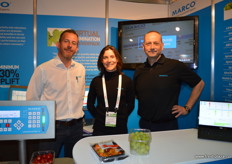 The team from Marco with a new hand held QC system which gives QC at the point of maanufacture. Jon Heard, Mariette and Murray Hilbourne.