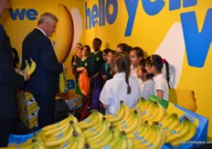 A group of local school children came along to the show to learn about fruit and vegetables, here they are at the Chiquita stand.
